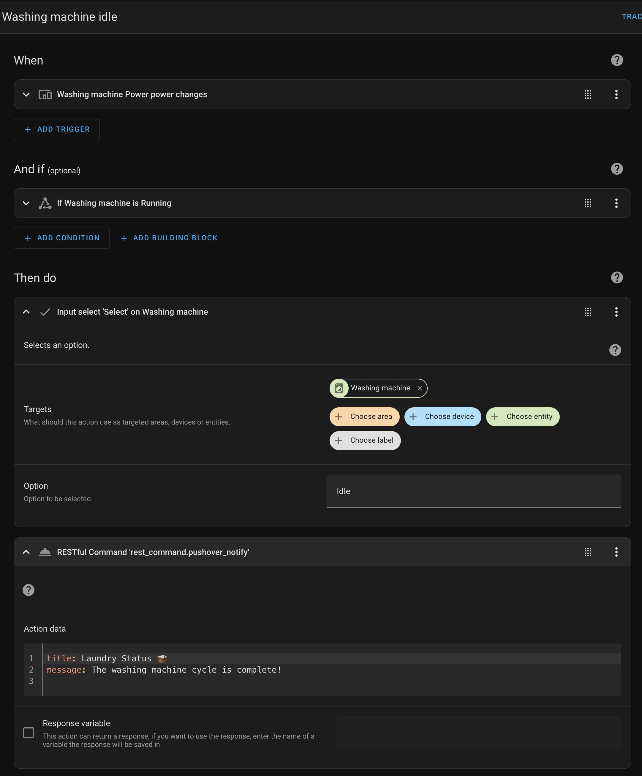automation running to idle